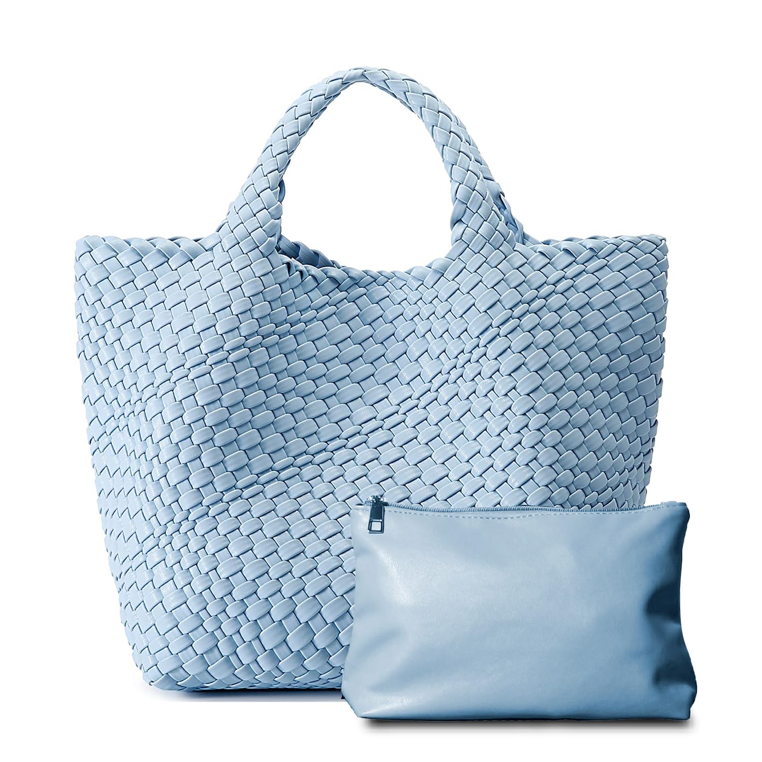 The Dyalsa Set – Woven Vegan Leather Tote & Clutch Bag Duo