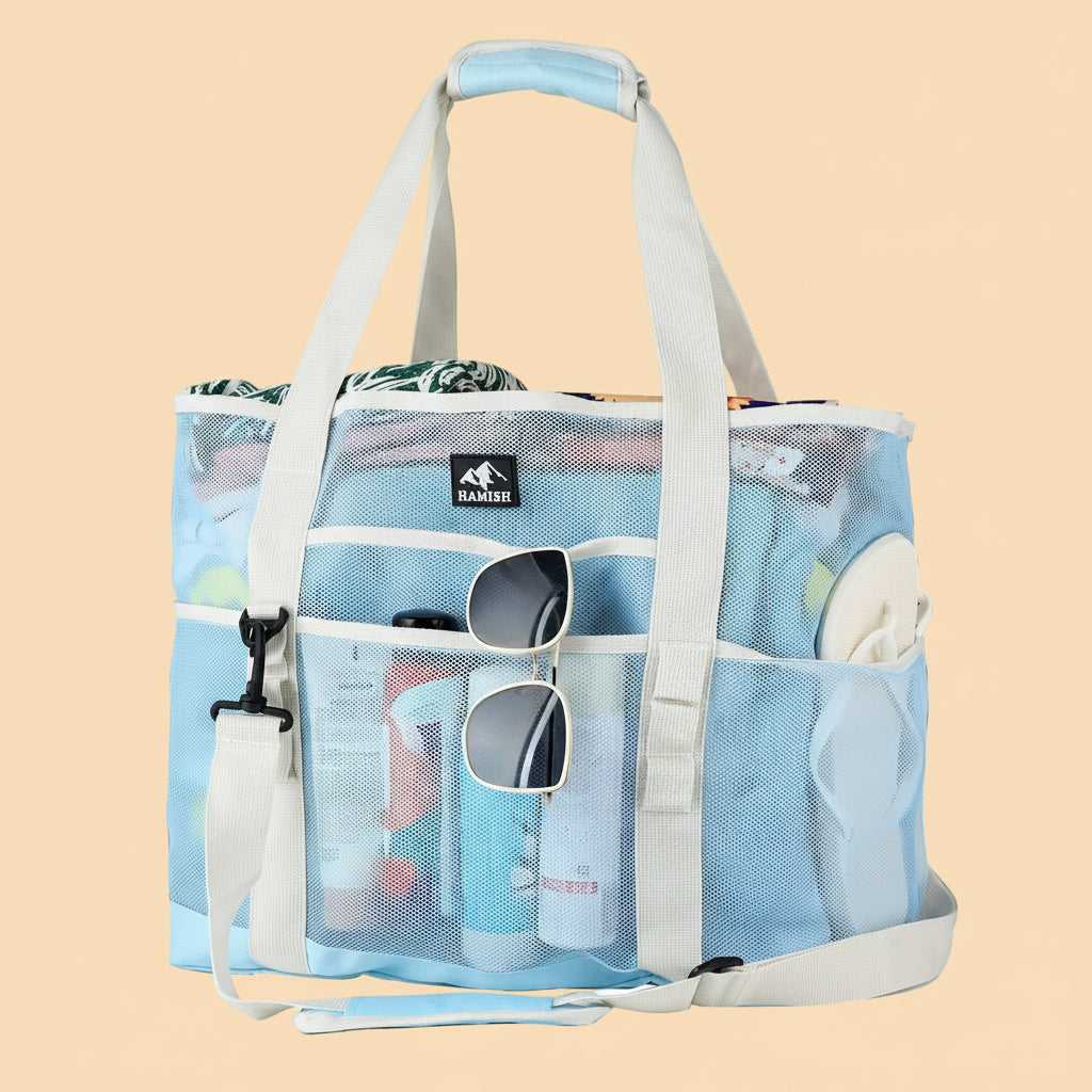 HAMISH 40L Mesh Beach Bag – Waterproof, Foldable & Multipurpose
