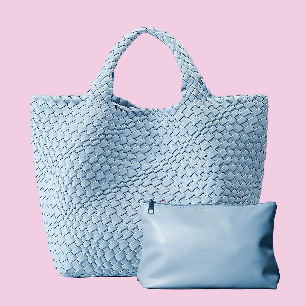 The Dyalsa Set – Woven Vegan Leather Tote & Clutch Bag Duo