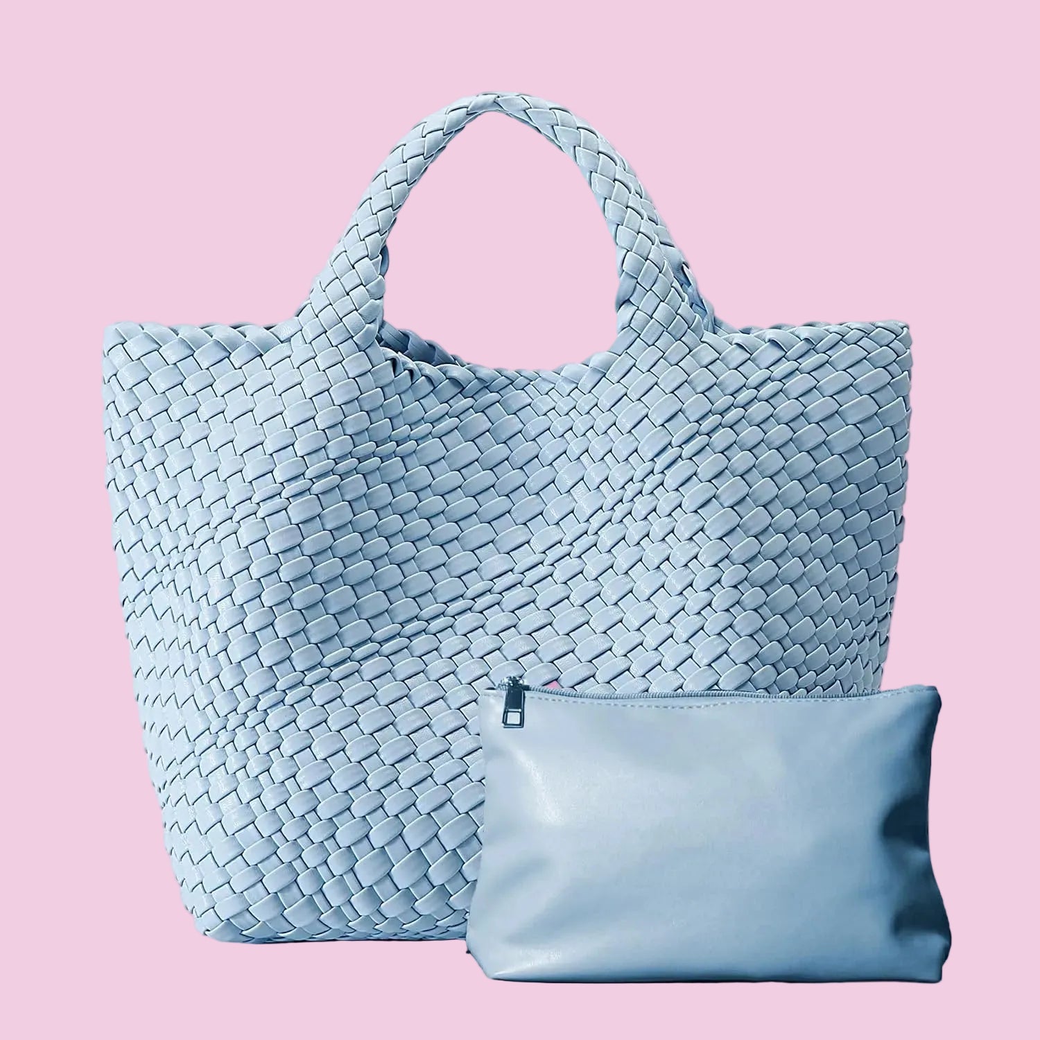 The Dyalsa Set – Woven Vegan Leather Tote & Clutch Bag Duo