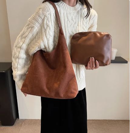 The Velvet Hour Bag – Women’s Large Suede Shoulder Bag