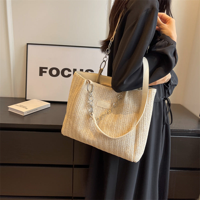 The Golden Hour Tote – Woven Straw Beach Bag